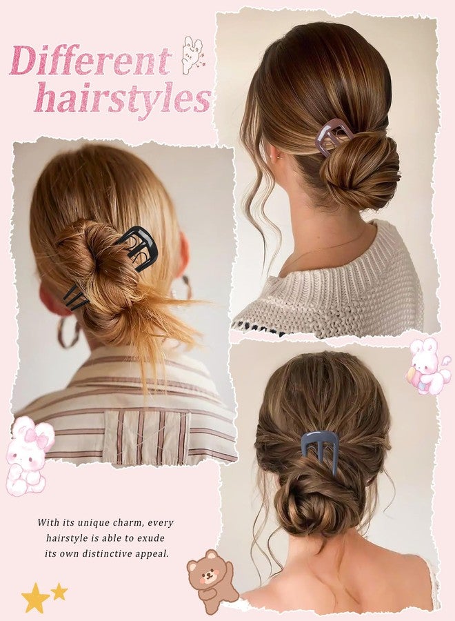 سي اتش ال اي انس اس ٦ قطع من دبابيس الشعر الفرنسية للنساء، شوكات شعر على شكل حرف U لتسريحات الكعكة والشينيون والضفائر الفرنسية، تثبيت قوي، ٣ أسنان داخلية، إكسسوارات تصفيف الشعر - Image 5